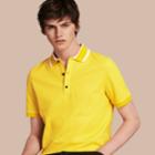 Burberry Burberry Striped Collar Cotton Piqu Polo Shirt, Yellow