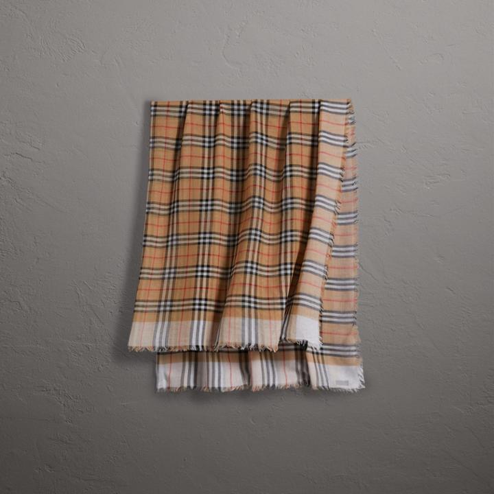 Burberry Burberry Two-tone Vintage Check Cotton Square Scarf, White