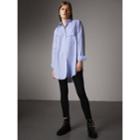 Burberry Burberry Double Pocket Cotton Oversize Shirt, Size: 08, Blue