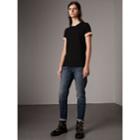 Burberry Burberry Check Cuff Stretch Cotton T-shirt, Black