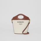 Burberry Burberry Small Two-tone Canvas And Leather Pocket Bucket Bag