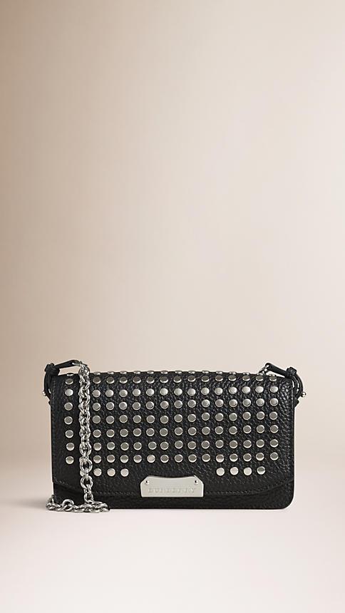 Burberry Studded Leather Clutch Bag With Chain