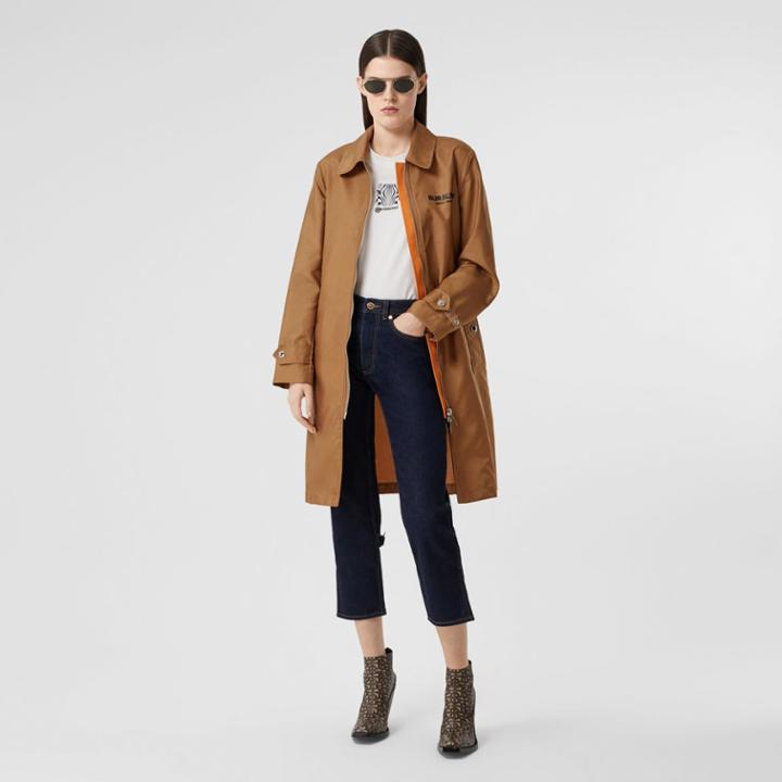 Burberry Burberry Logo Appliqu Technical Canvas Coat, Size: 0, Brown
