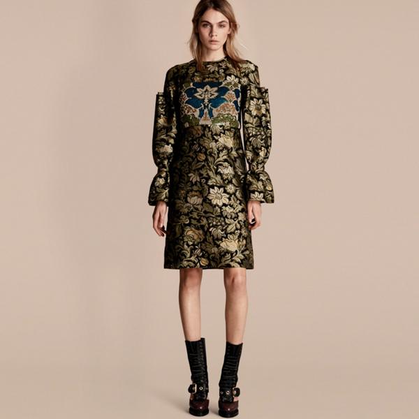Burberry Floral Tapestry Fil Coup And Sequin Dress