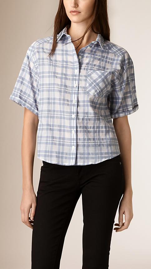 Burberry Brit Cropped Check Cotton Shirt