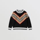 Burberry Burberry Childrens Icon Stripe Panel Wool Blend Sweater, Size: 14y, Black