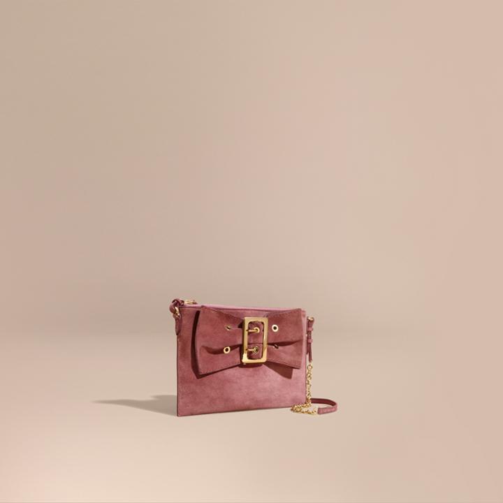 Burberry Burberry Suede Clutch Bag With Buckled Bow Detail, Pink