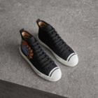 Burberry Burberry Embroidered Archive Logo High-top Sneakers, Size: 38, Black