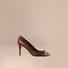 Burberry Burberry Horseferry Check Leather Pumps, Size: 36.5, Red