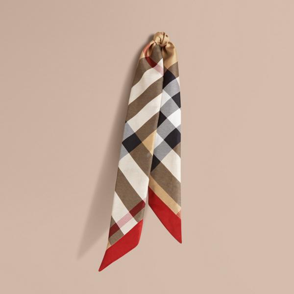 Burberry Check Print Slim Silk Scarf