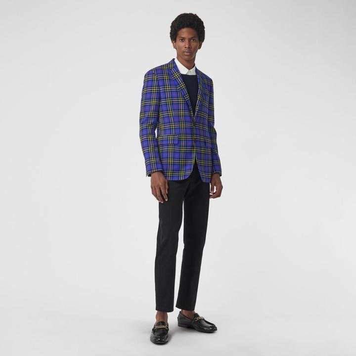 Burberry Burberry Classic Fit Tartan Wool Tailored Jacket, Size: 34r, Blue
