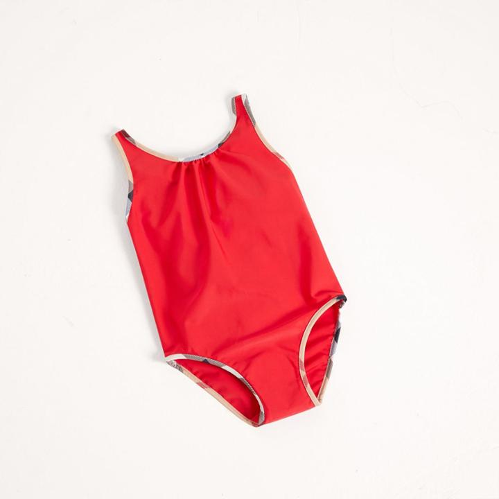 Burberry Burberry Check Detail One-piece Swimsuit, Size: 10y, Red