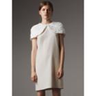 Burberry Burberry Silk Shift Dress With Detachable Paillette Cape, Size: 02, White