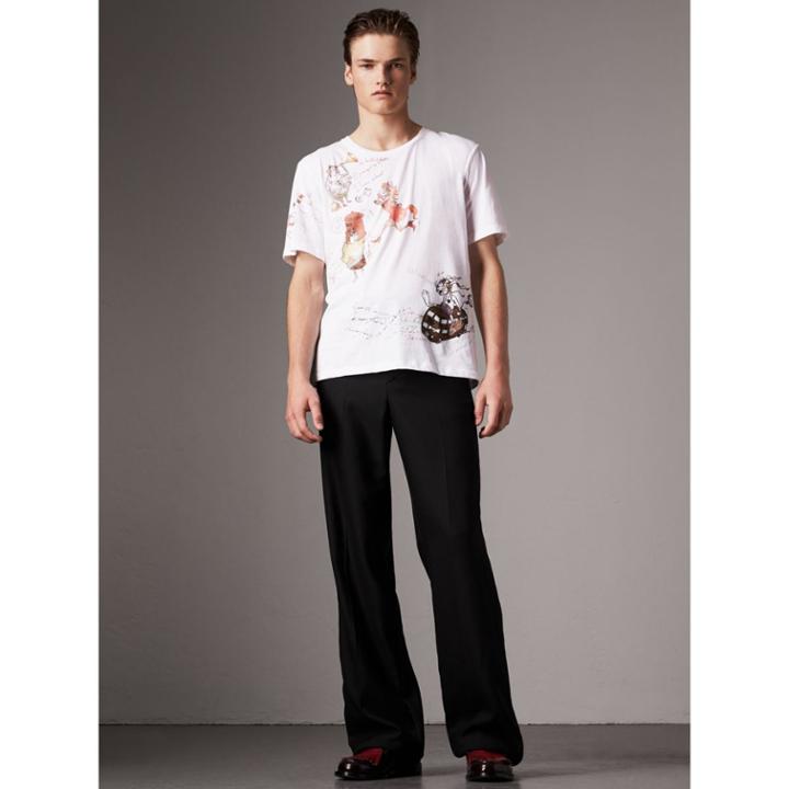 Burberry Burberry Sketch Print Cotton T-shirt, Size: M