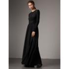 Burberry Burberry Silk Floor-length Gathered Dress, Size: 00, Black
