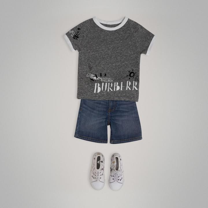 Burberry Burberry Raglan-sleeve Adventure Motif Cotton Blend T-shirt, Size: 4y
