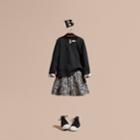 Burberry Burberry Long-sleeved Check Detail Cotton T-shirt, Size: 6y, Black