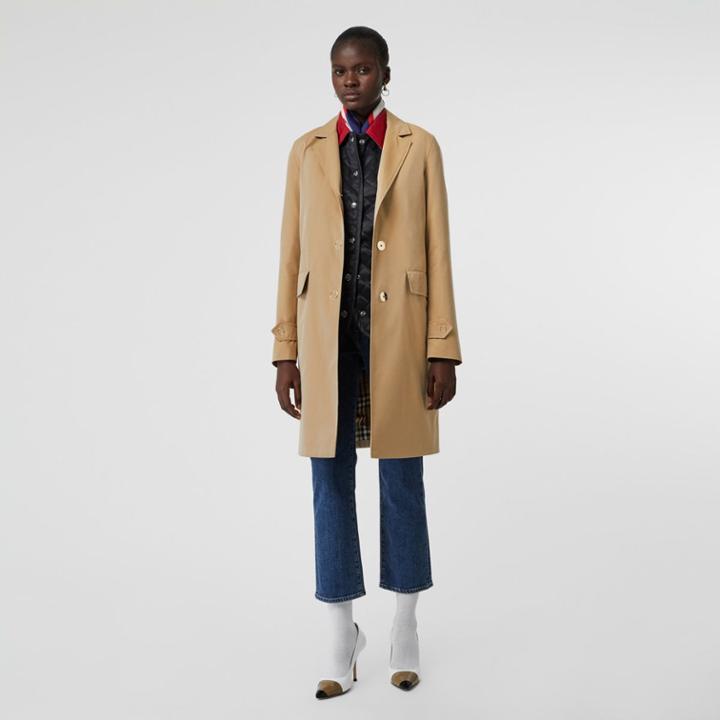 Burberry Burberry Press-stud Detail Cotton Gabardine Car Coat, Size: 00, Yellow