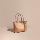 Burberry Burberry The Small Reversible Tote In Haymarket Check And Leather, Beige