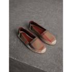 Burberry Burberry Check Linen Cotton Espadrilles, Size: 38, Brown