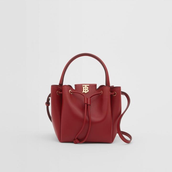 Burberry Burberry Monogram Motif Leather Bucket Bag, Red