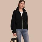 Burberry Knitted Wool Cashmere Bomber Jacket With Bell Sleeves