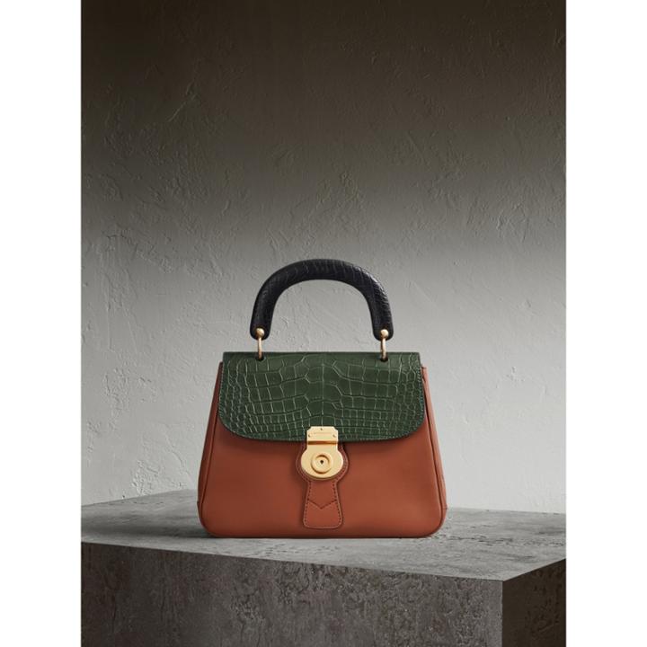 Burberry Burberry The Medium Dk88 Top Handle Bag With Alligator, Brown