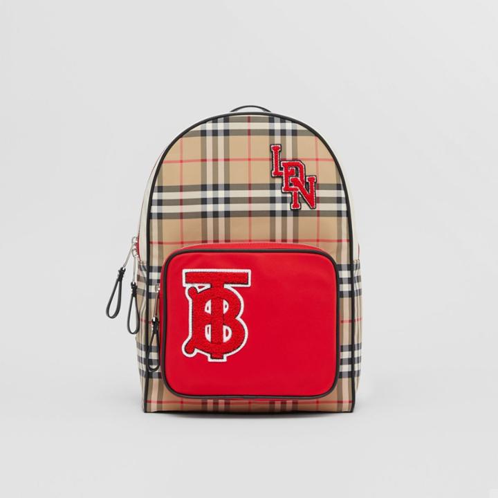 Burberry Burberry Childrens Monogram Motif Vintage Check Econyl Backpack, Beige