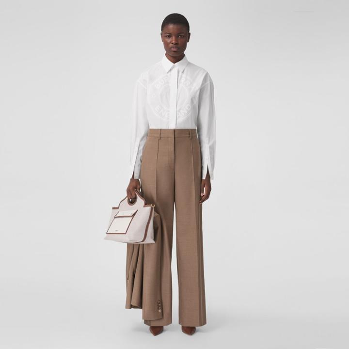 Burberry Burberry Logo Graphic Cotton Oxford Oversized Shirt, Size: 04