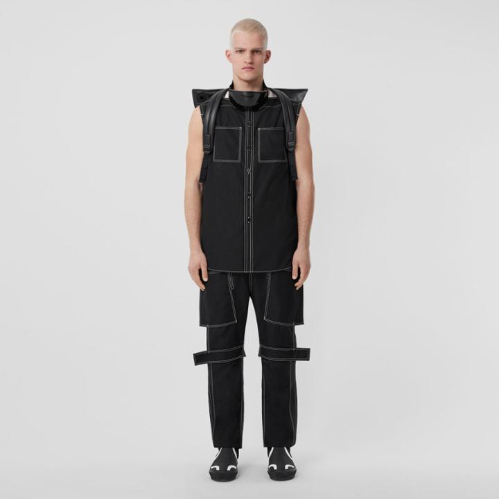 Burberry Burberry Sleeveless Topstitched Cotton Poplin Shirt