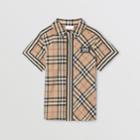 Burberry Burberry Childrens Short-sleeve Vintage Check Patchwork Cotton Shirt, Size: 6y, Beige