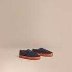 Burberry Burberry Suede Brogue-detail Trainers, Size: 34, Blue