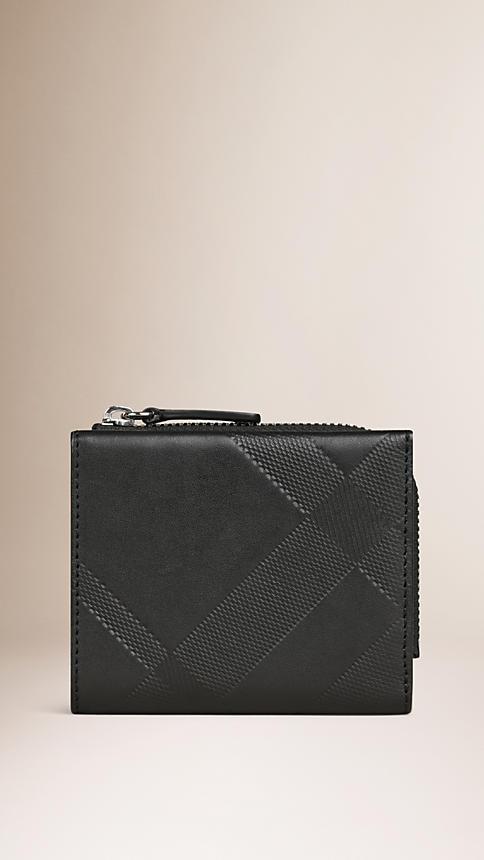 Burberry Check-embossed Leather Folding Wallet