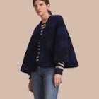 Burberry Burberry Check Wool Cashmere Blanket Cape, Blue