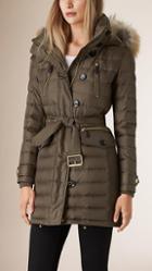 Burberry Brit Down-filled Parka With Fur Trim