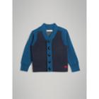 Burberry Burberry Colour Block Cotton Cardigan, Size: 14y, Blue