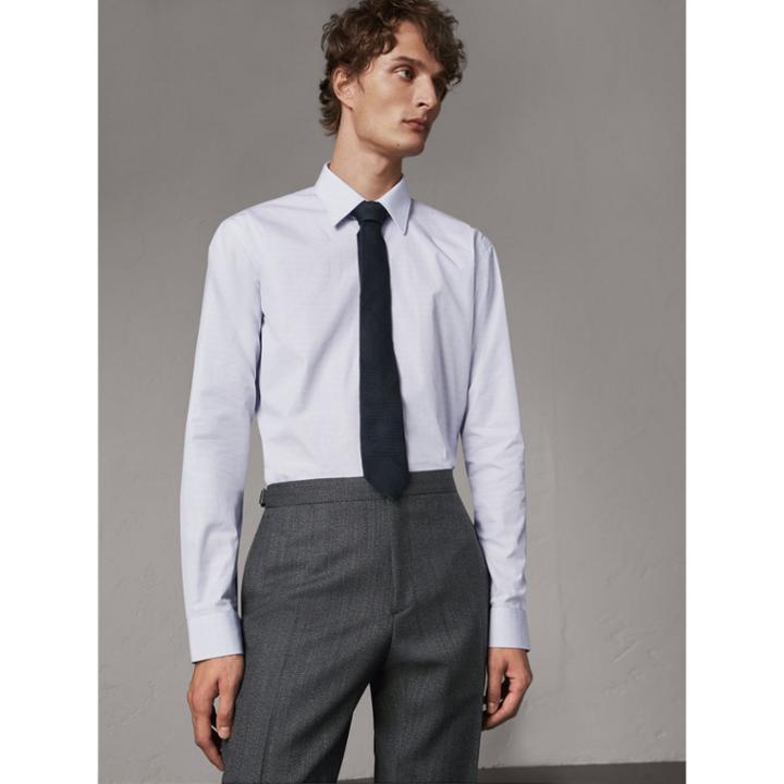 Burberry Burberry Modern Fit Geometric Dobby Cotton Shirt, Size: 15, Blue