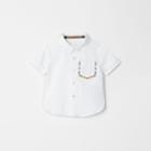 Burberry Burberry Childrens Short-sleeve Check Detail Cotton Oxford Shirt, Size: 2y, White
