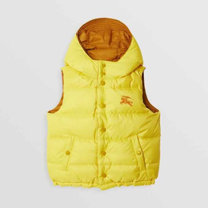 Burberry Burberry Childrens Reversible Showerproof Down-filled Hooded Gilet, Size: 10y, Yellow