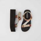 Burberry Burberry Logo Jacquard Sandals, Size: 37, Beige