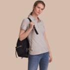 Burberry Burberry Lace Trim Cotton Blend Polo Shirt With Check Detail, Grey