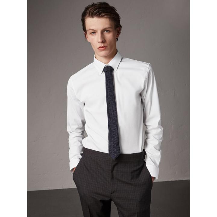 Burberry Burberry Slim Fit Stretch Cotton Shirt, Size: 18, White