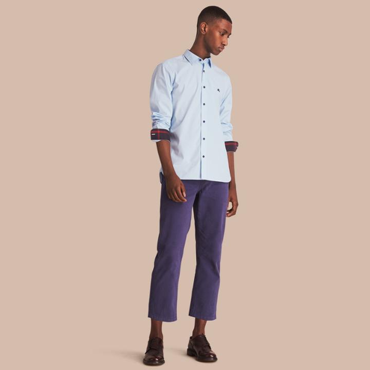 Burberry Burberry Resin Button Cotton Poplin Shirt, Size: Xxxl, Blue