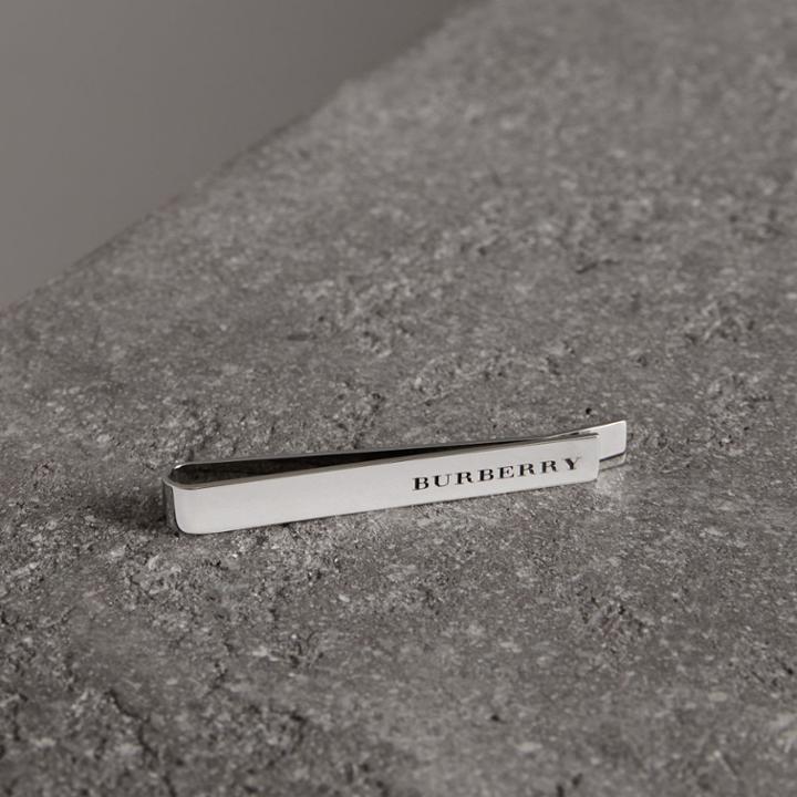 Burberry Burberry Engraved Bronze Tie Bar, Grey