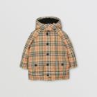 Burberry Burberry Childrens Vintage Check Down-filled Hooded Puffer Jacket, Size: 14y, Beige