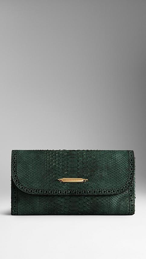 Burberry Brogue Detail Nubuck Python Clutch Bag