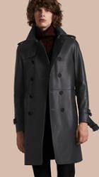 Burberry Lambskin Trench Coat With Regimental Topstitching