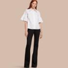 Burberry Burberry Stretch Cotton Shirt With Ruched Sleeves, Size: 14, White