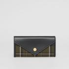 Burberry Burberry Tartan Wool And Leather Continental Wallet, Green