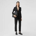 Burberry Burberry Silk Blend Side Stripe Wool Tailored Trousers, Size: 04, Black